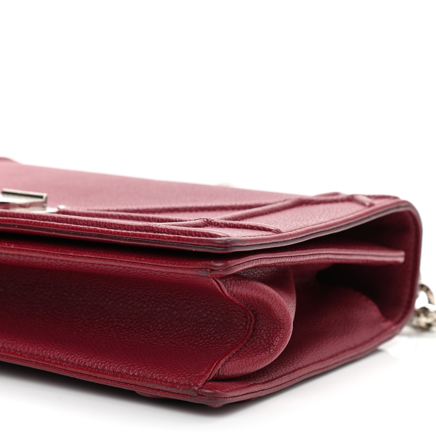 Christian Dior Grained Calfskin Medium Diorama Flap Bag Burgundy 10 of 11