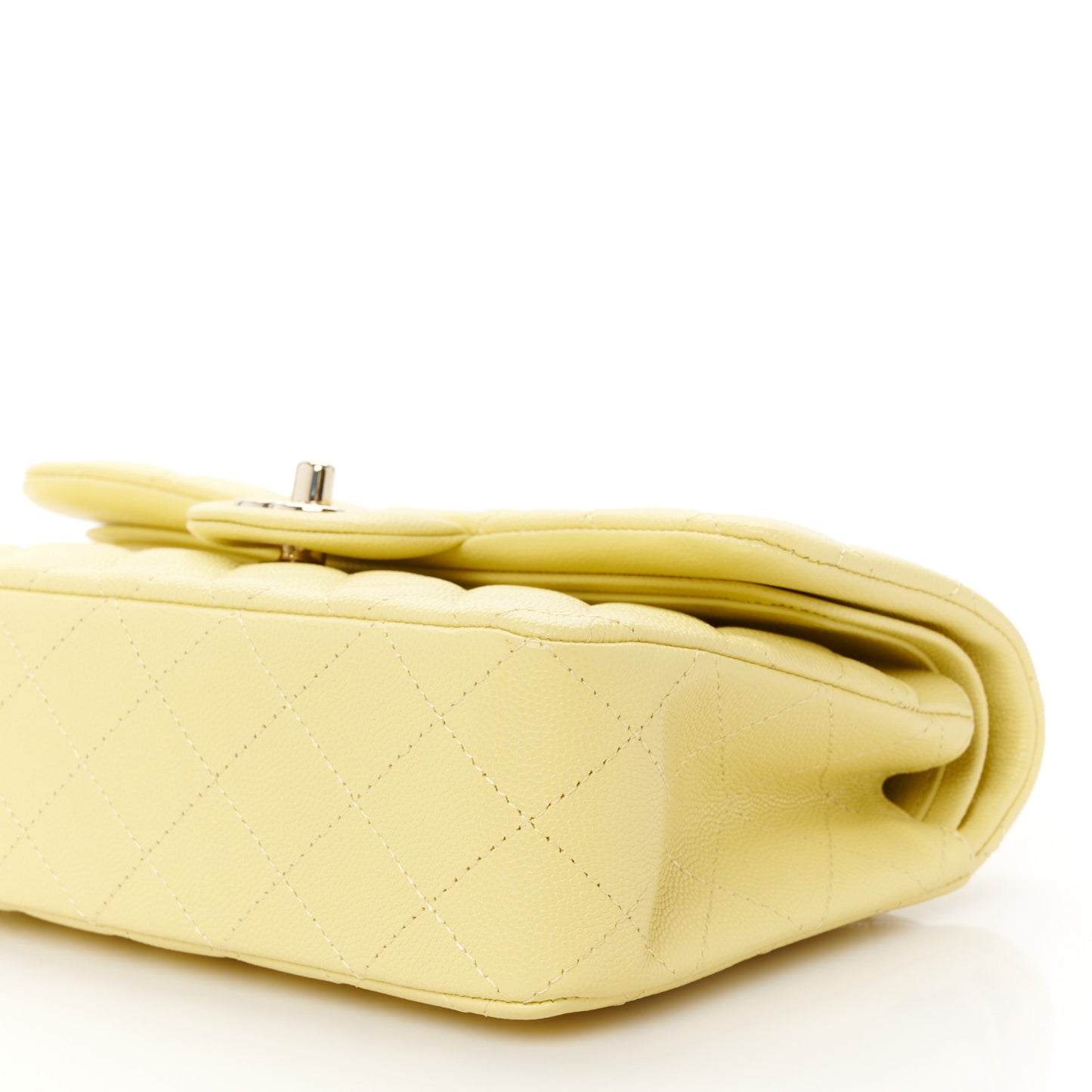 Caviar Quilted Small Double Flap Light Yellow