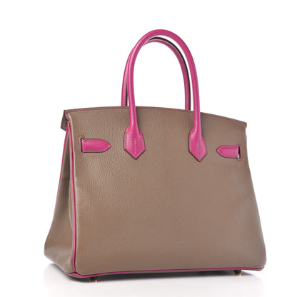 Hermes Chevre Mysore Horseshoe Birkin 30 Etoupe Rose Pourpre 3 of 11