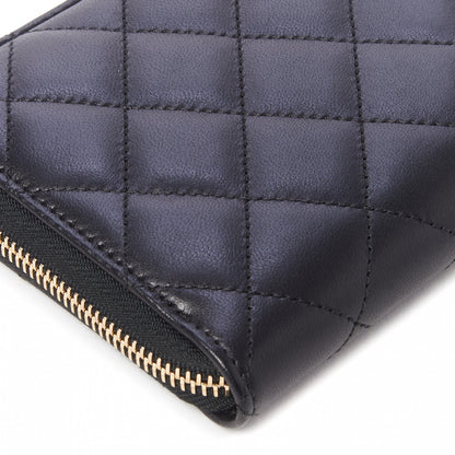 Chanel Lambskin Quilted Large Gusset Zip Around Wallet Black 8 of 10