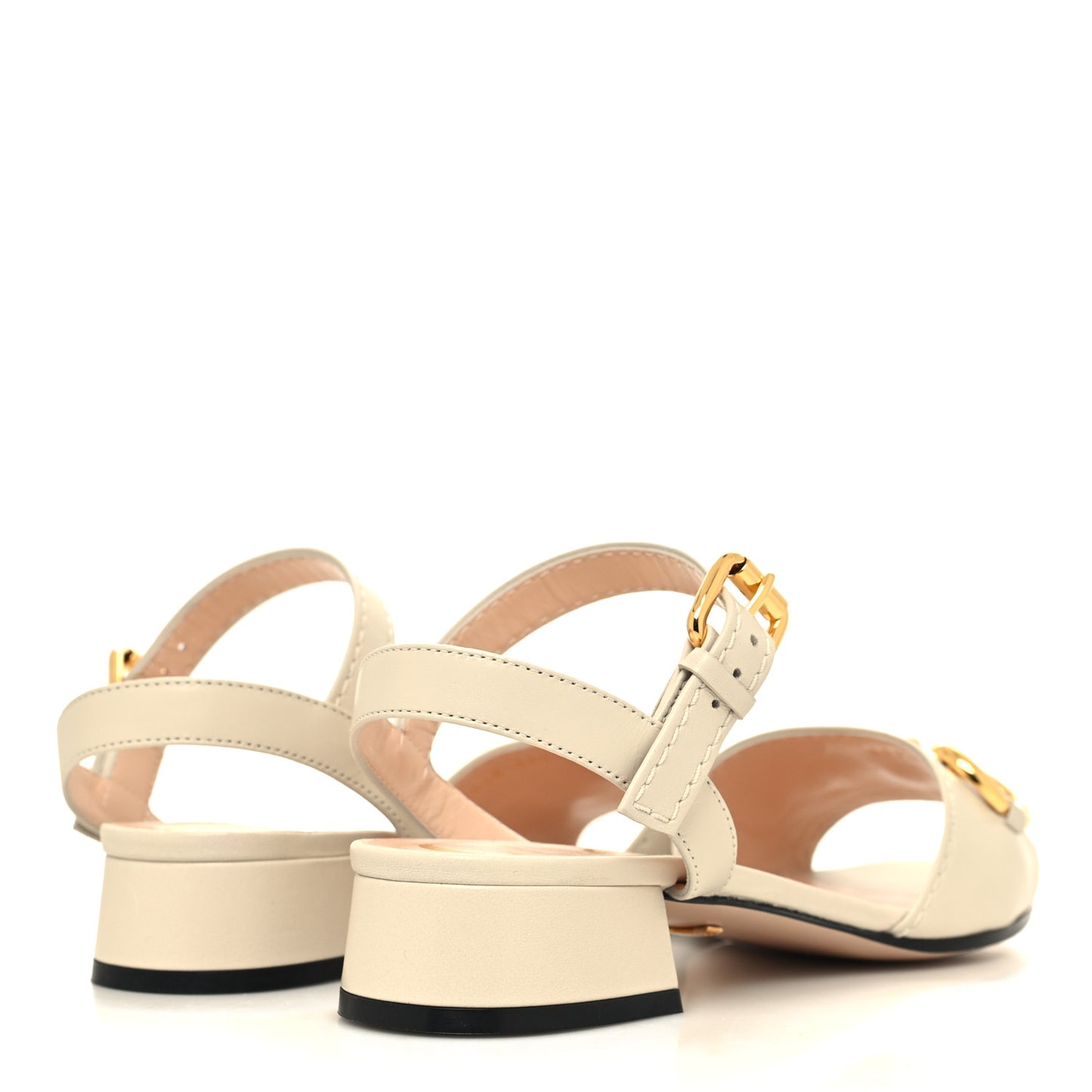 Nappa Horsebit Block Heel Sandals 36.5 Mystic White