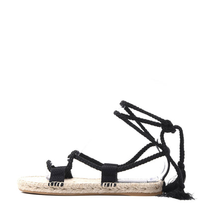 Christian Dior Embroidered Cotton Diorexpress Sandal 38 Black 1 of 8