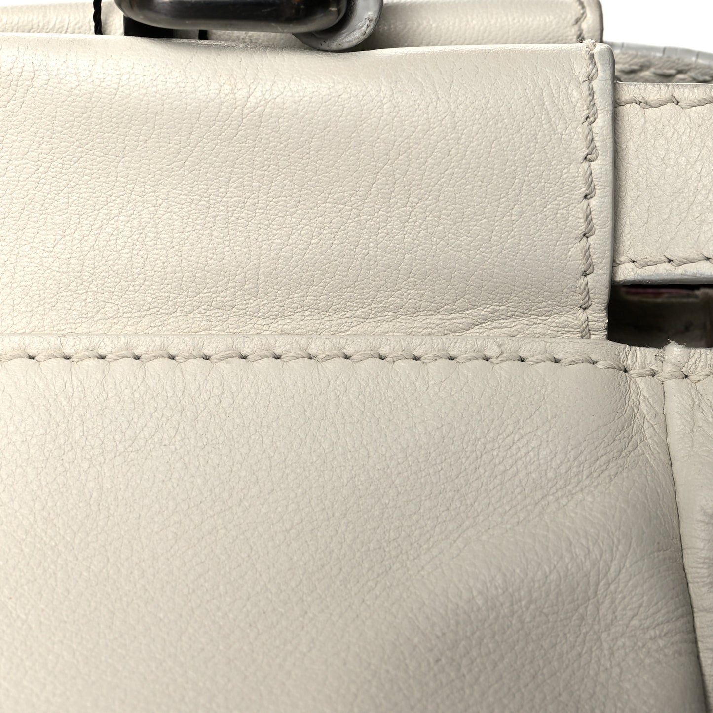 Goatskin Watersnake Large Peekaboo Iconic Satchel White