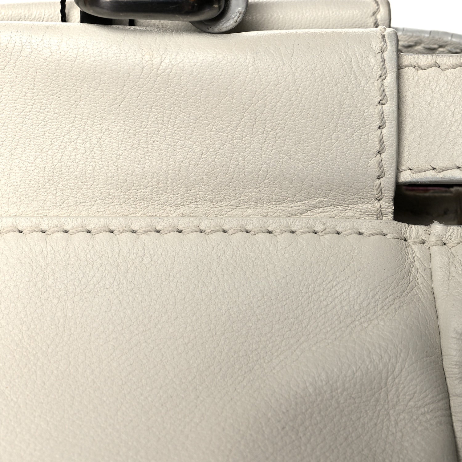 Fendi Goatskin Watersnake Large Peekaboo Iconic Satchel White 15 of 16