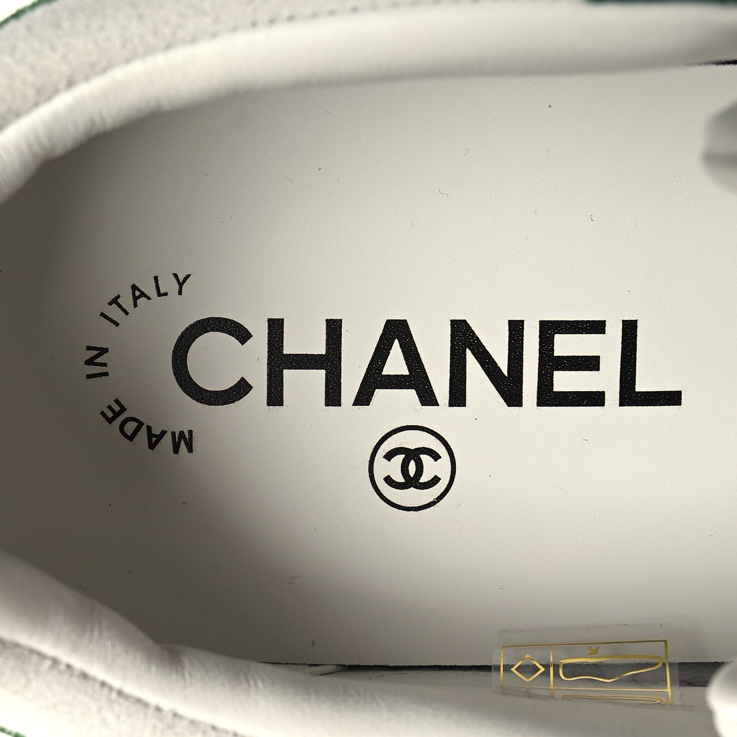 Chanel Suede Kidskin Womens CC Sneakers 38 White Green 8 of 9