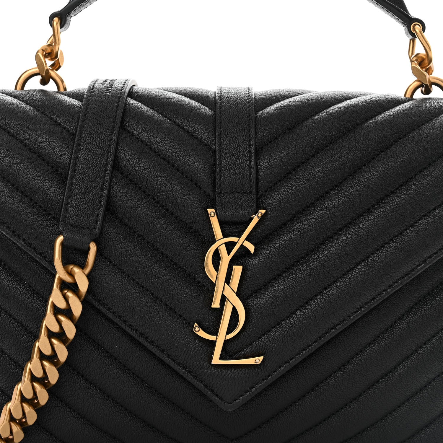 Saint Laurent Sheepskin Matelasse Chevron Monogram Medium College Bag Black 8 of 11