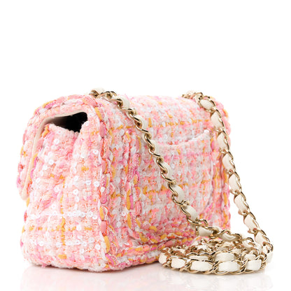 Chanel Tweed Braided Mini Rectangular Flap Pink Orange 3 of 12