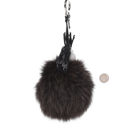 Fendi Fox Fur Shiny Nappa Bi-Color Super Karlito Pom Pom Bag Charm Moro Rosso Chiaro 2 of 4