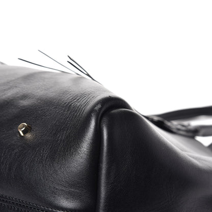 Lanvin Smooth Calfskin Medium Fringe Shopper Tote Black 9 of 9