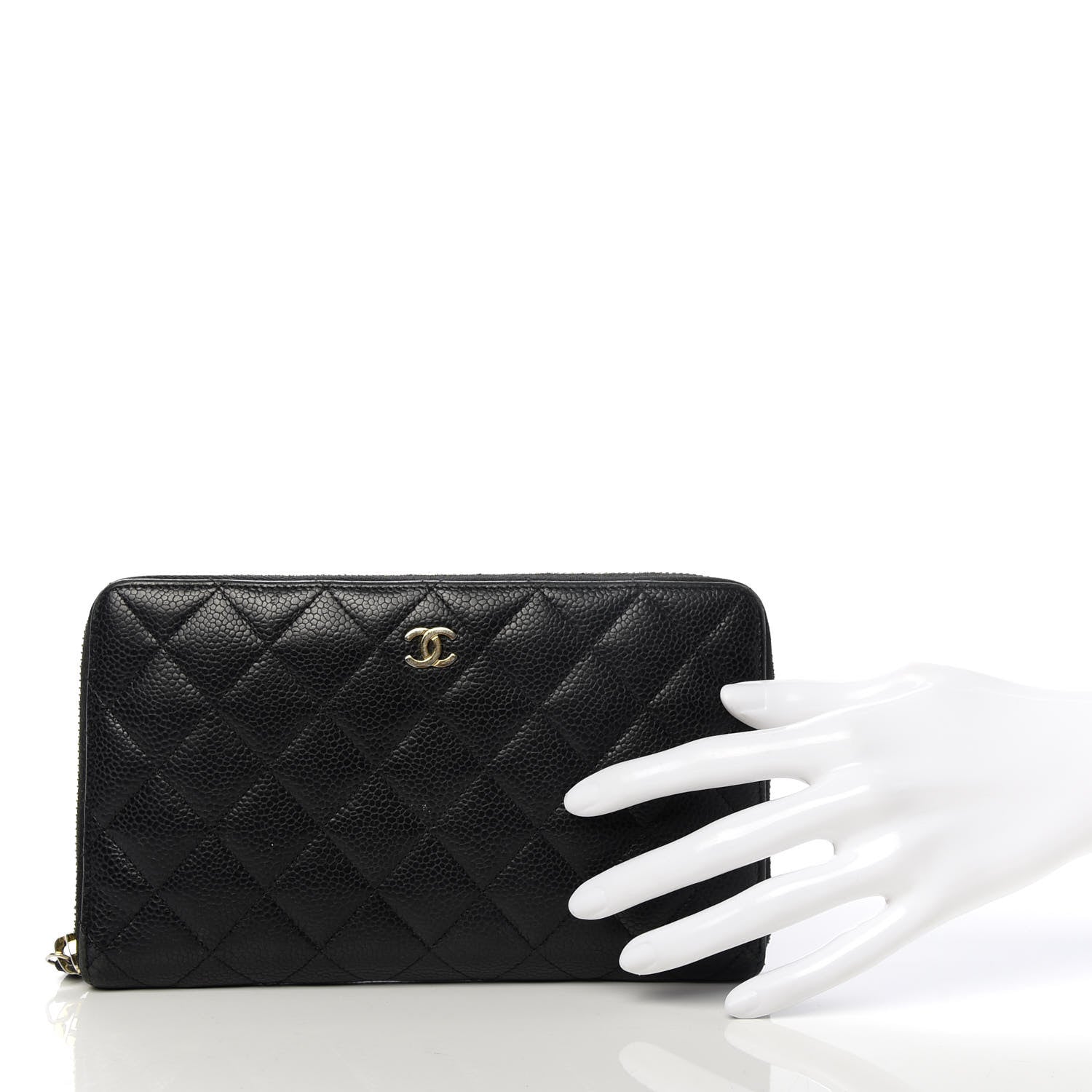 Chanel Caviar Quilted Large Zip Around Organizer Wallet Black 2 of 11
