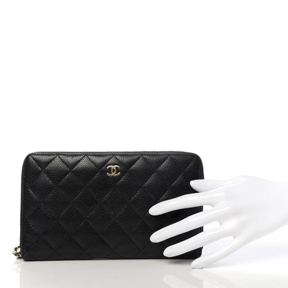 Chanel Caviar Quilted Large Zip Around Organizer Wallet Black 2 of 11