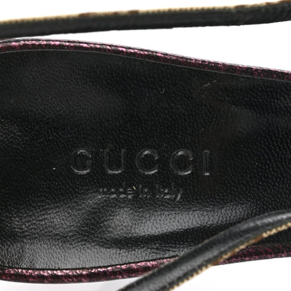Gucci Monogram Textured Calfskin Tom Ford Dragon Sandals 36.5 Prugna Beige Ebony 7 of 9