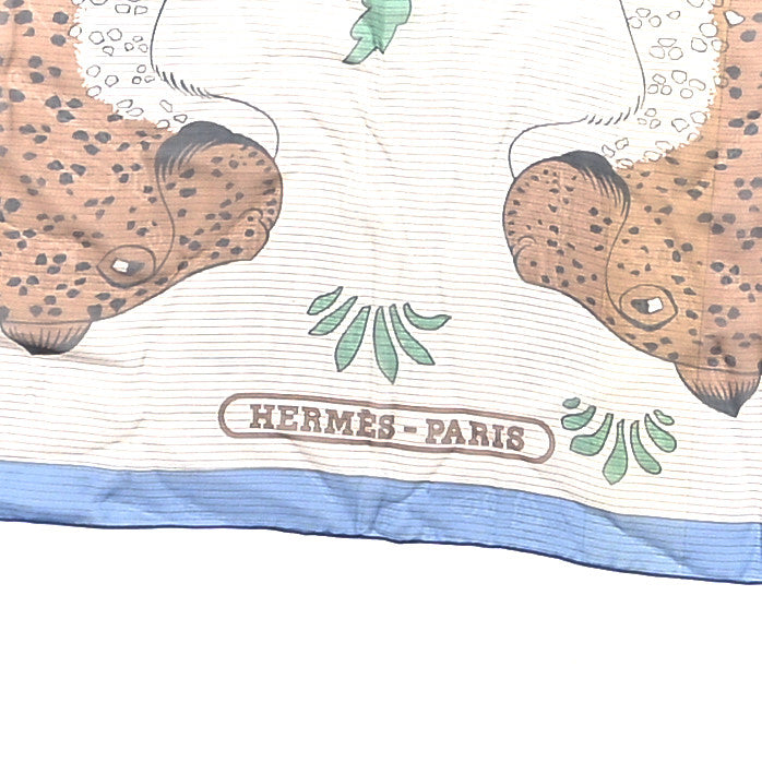 Silk Les Leopards Shawl 140 Bleu Lavande Marro