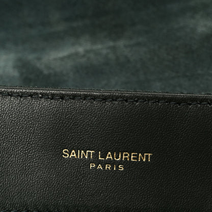 Saint Laurent Suede Calfskin Y Quilted Monogram Small Loulou Chain Satchel Green 6 of 11