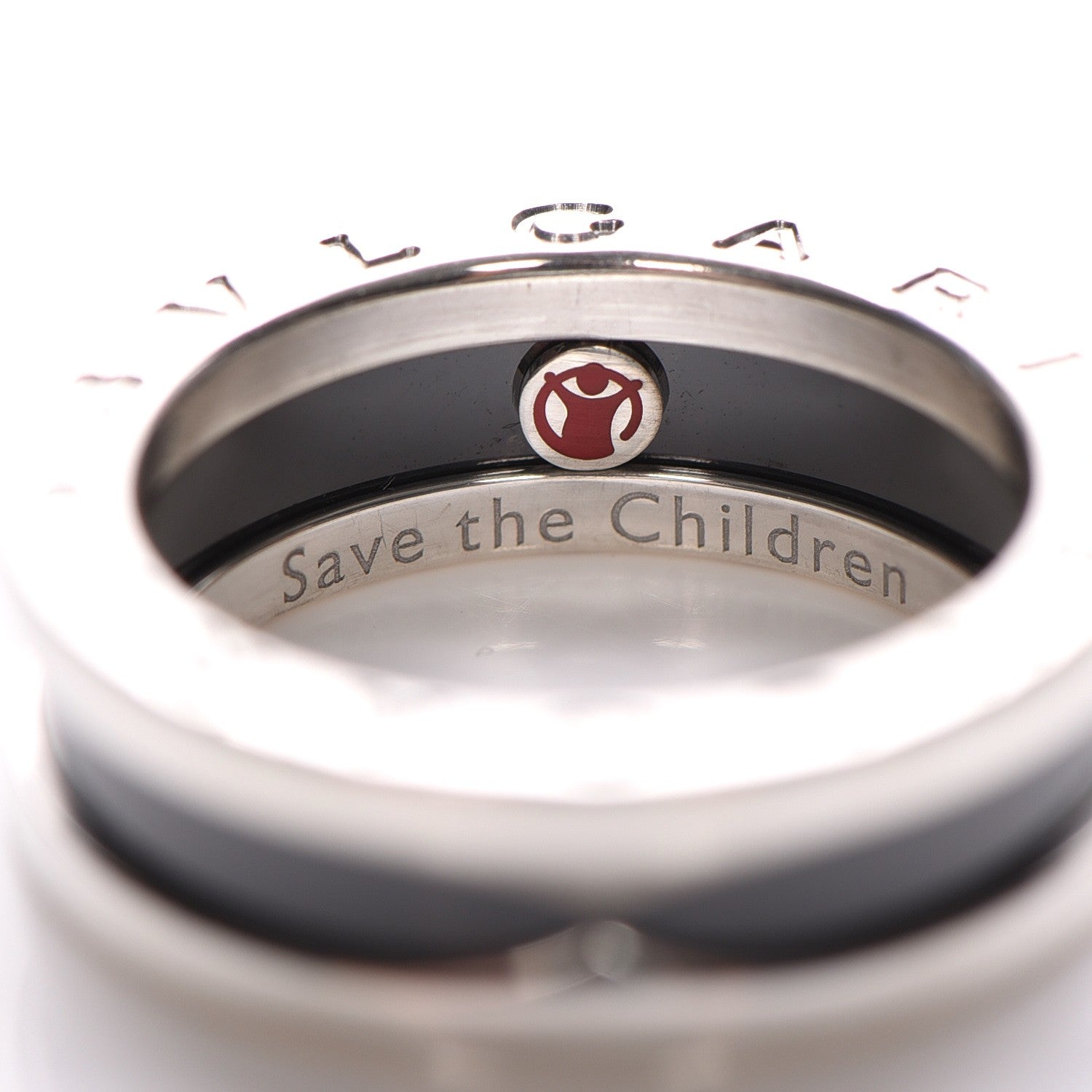 Bulgari Sterling Silver Ceramic Save The Children One-Band Ring 52 6 4 of 6