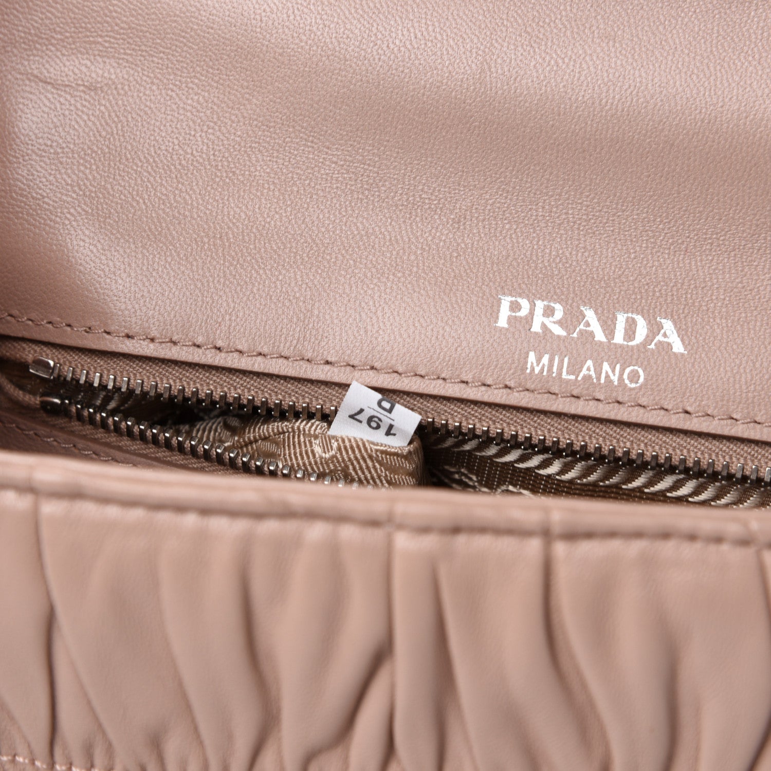 Prada Nappa Gaufre Small Chain Flap Shoulder Bag Cipria 10 of 11
