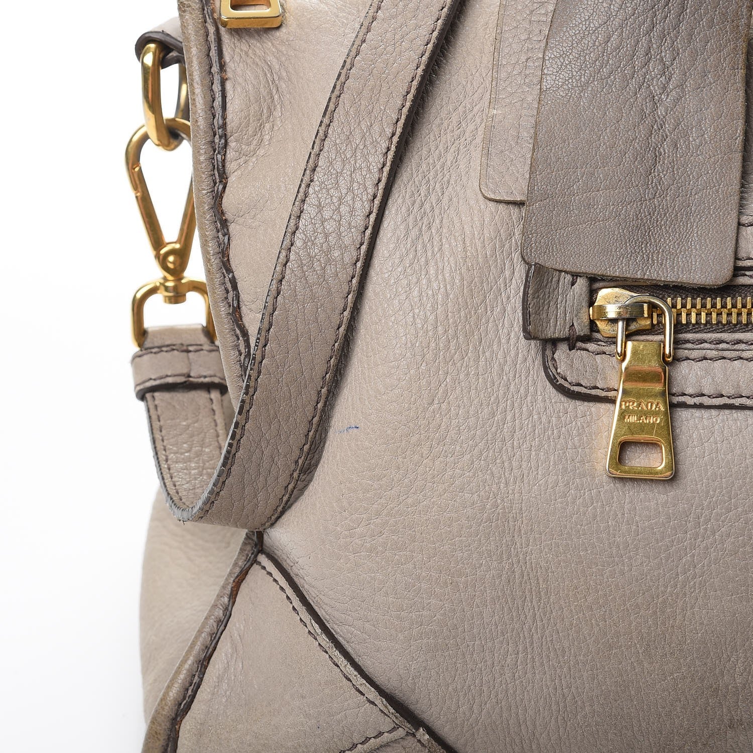 Prada Cervo Deerskin East West Top Handle Bag Pomice 21 of 28