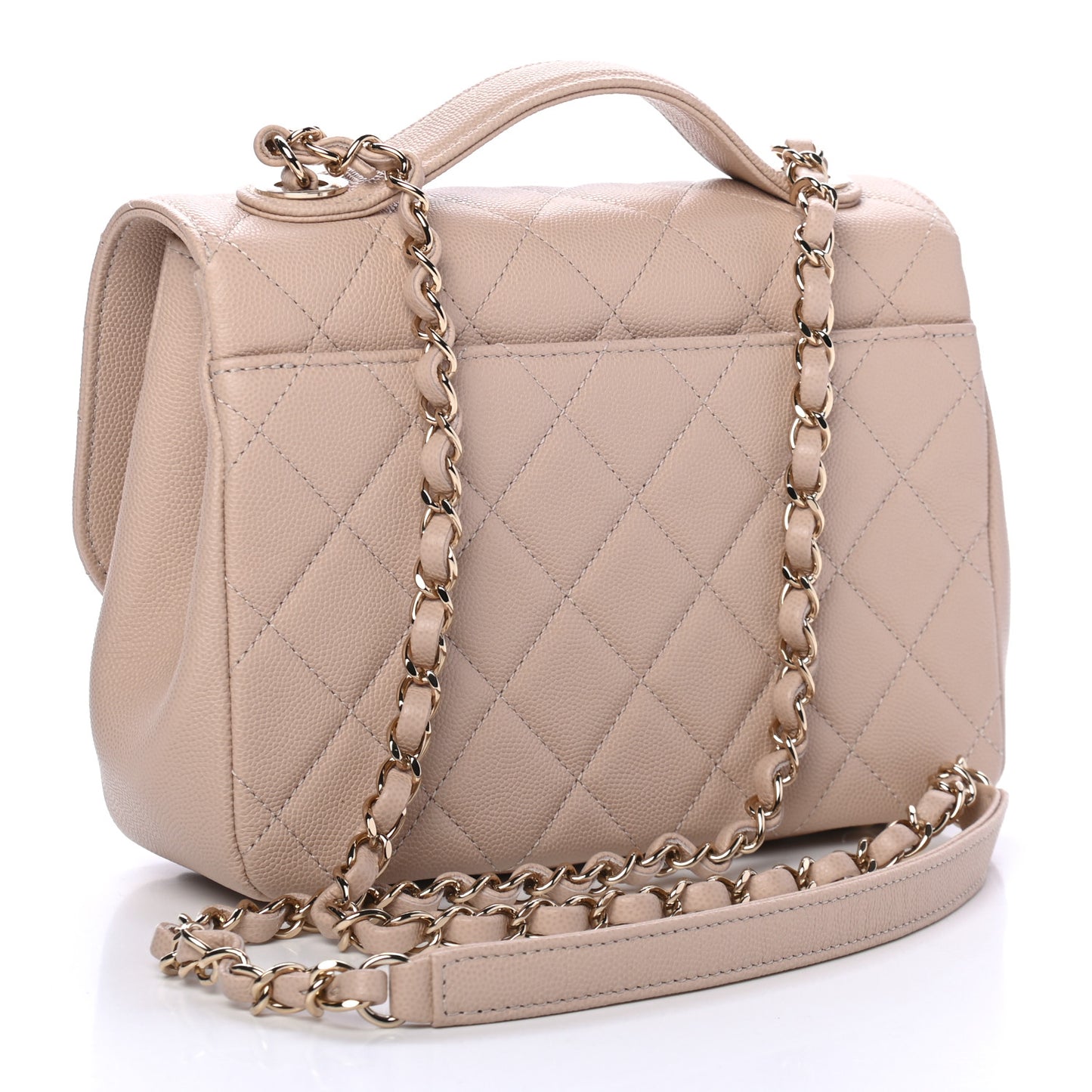 Caviar Quilted Medium Business Affinity Flap Beige