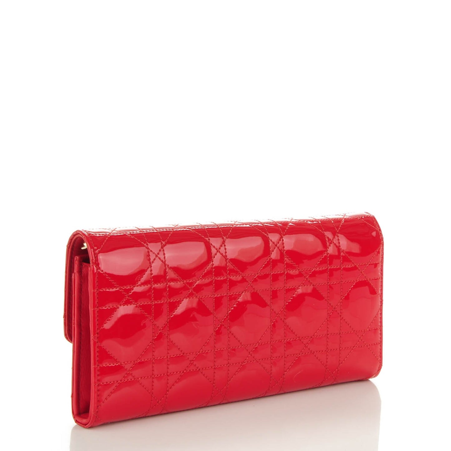 Patent Cannage Miss Dior Chain Wallet Red