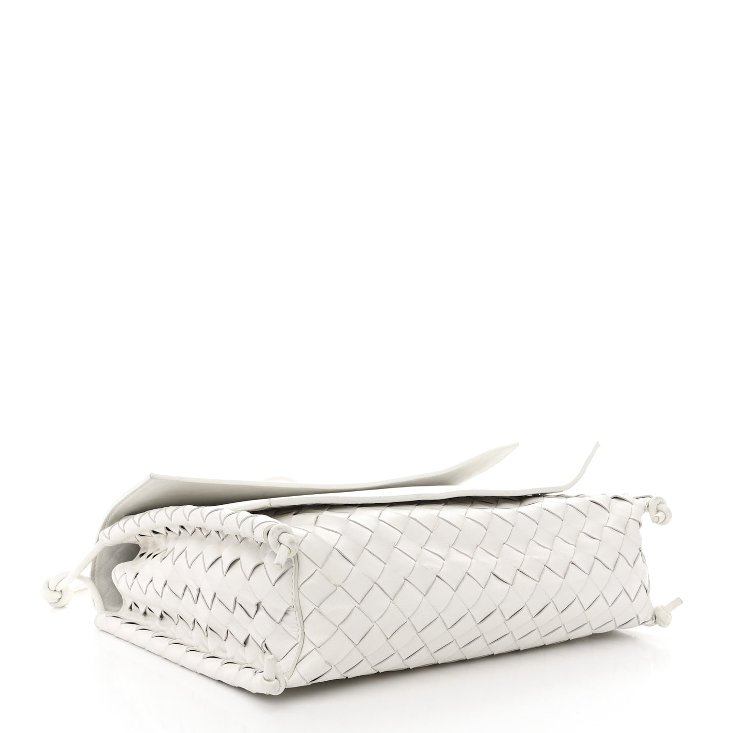 Nappa Intrecciato Medium Knot Flap Crossbody White