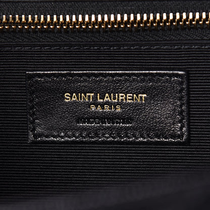 Saint Laurent Grain De Poudre Matelasse Chevron Large Monogram Satchel Black 8 of 9
