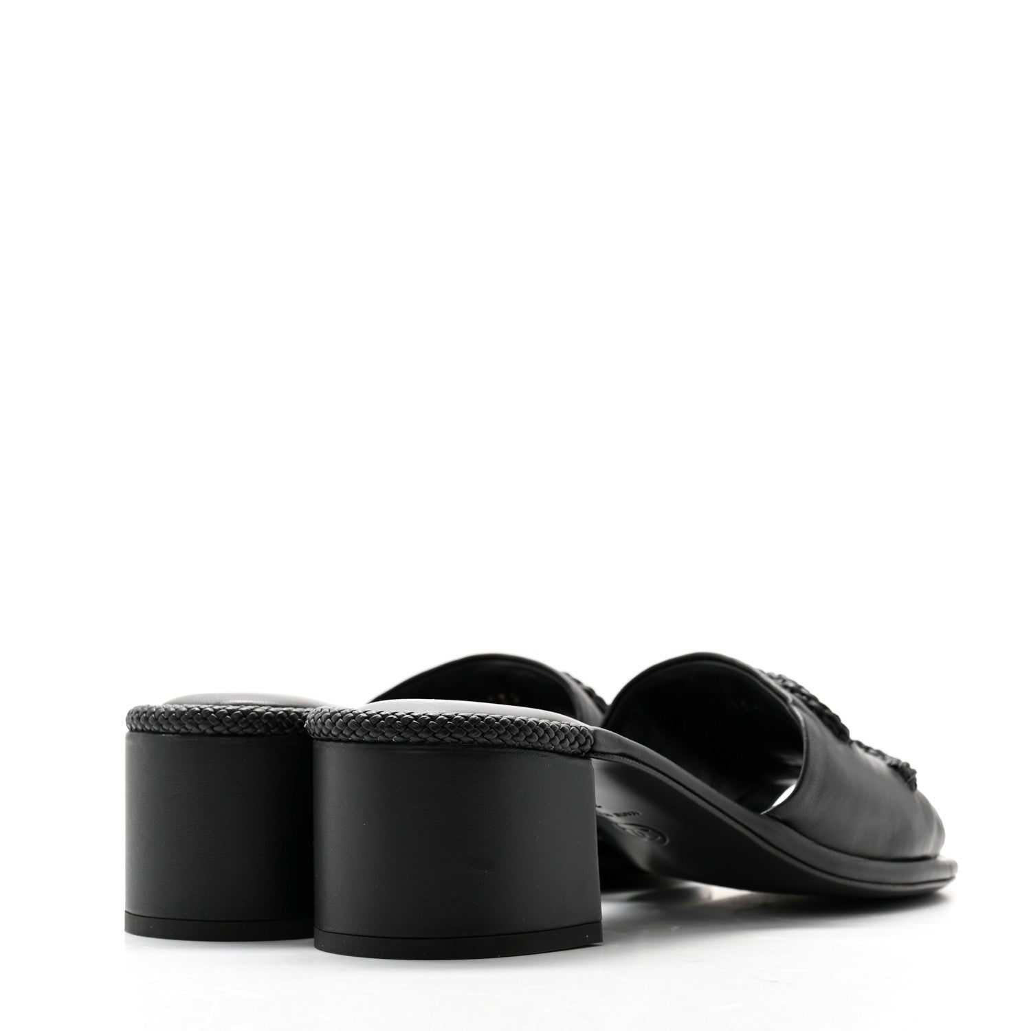 Chanel Lambskin CC Braided Mules 38 Black 4 of 9