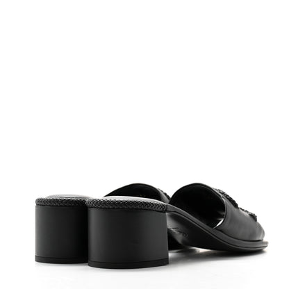 Chanel Lambskin CC Braided Mules 38 Black 4 of 9