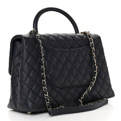 Chanel Caviar Quilted Medium Coco Handle Flap Navy Blue 3 of 11
