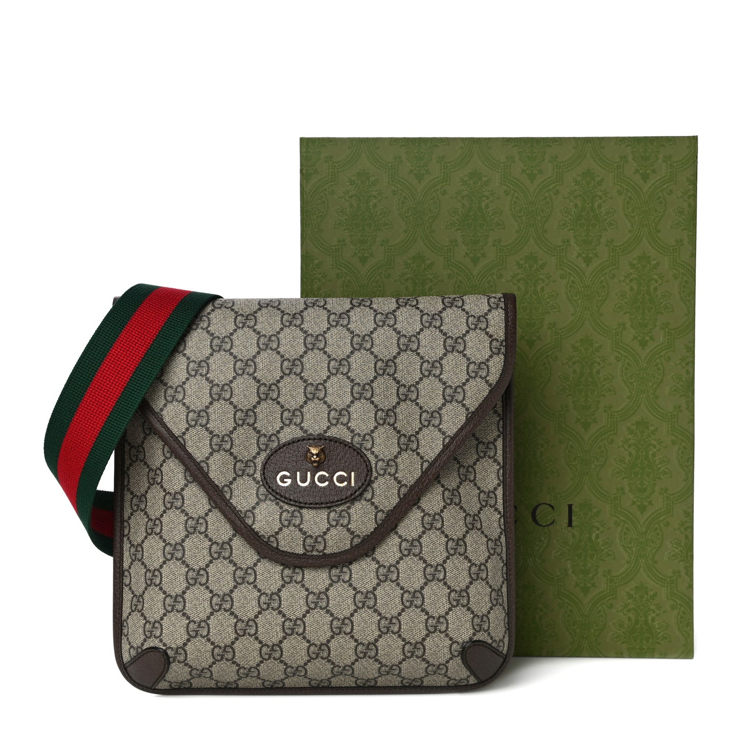 GG Supreme Monogram Web Medium Neo Vintage Flap Messenger Bag Beige New Acero