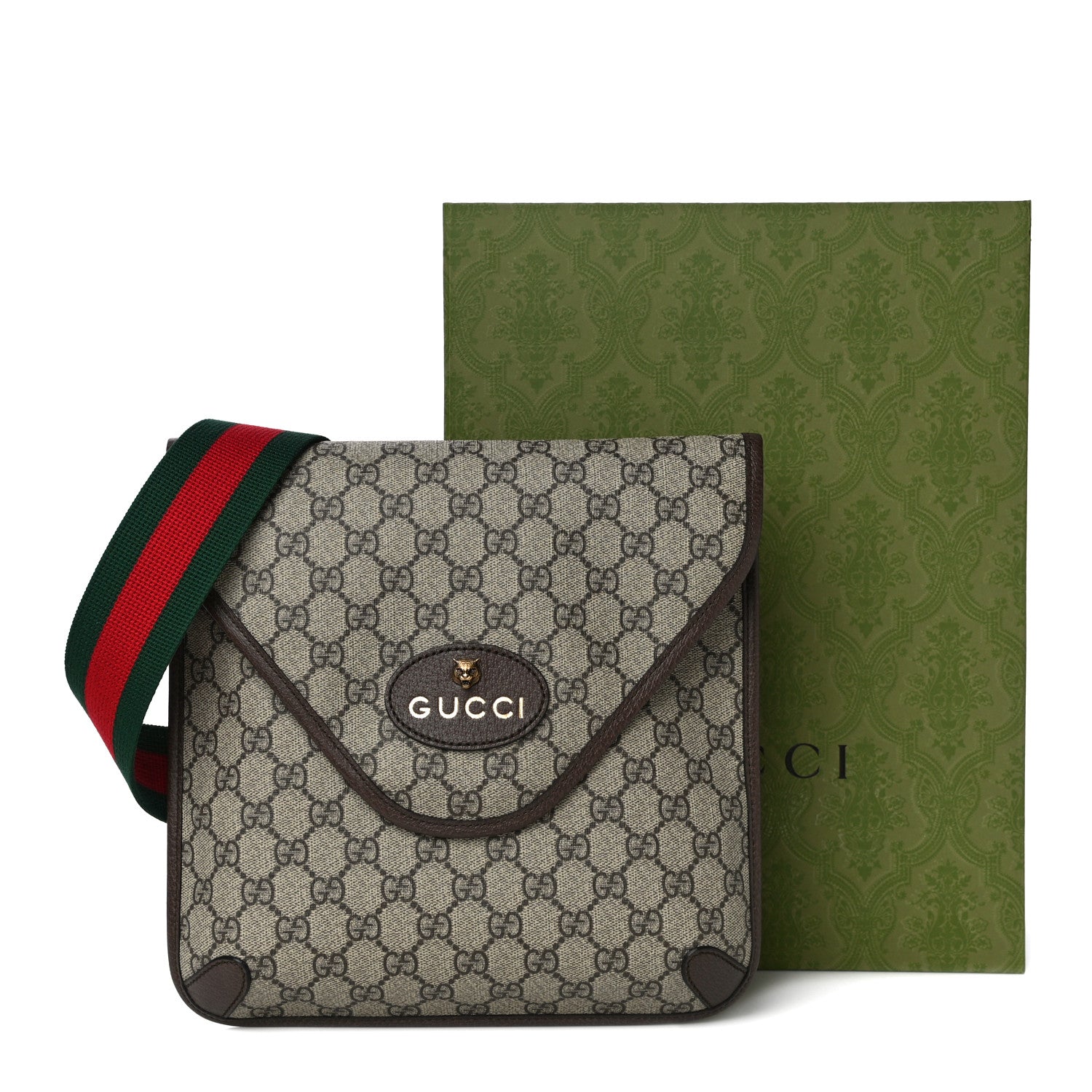Gucci GG Supreme Monogram Web Medium Neo Vintage Flap Messenger Bag Beige New Acero 12 of 12