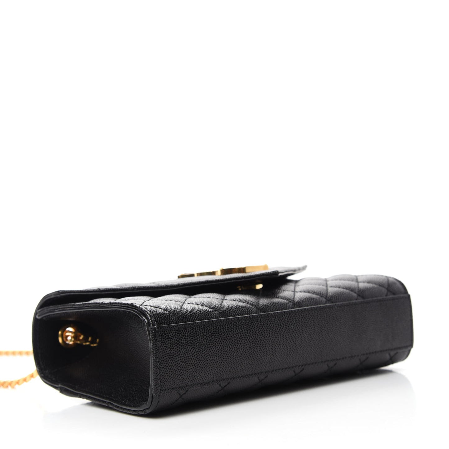 Grain De Poudre Textured Mixed Matelasse Triquilt Small Monogram Satchel Black