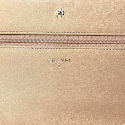 Chanel Metallic Galuchat Stingray Lambskin Boy Wallet On Chain WOC Gold 6 of 15