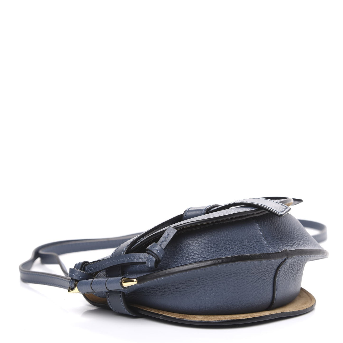 Grained Calfskin Mini Gate Crossbody Bag Steel Blue