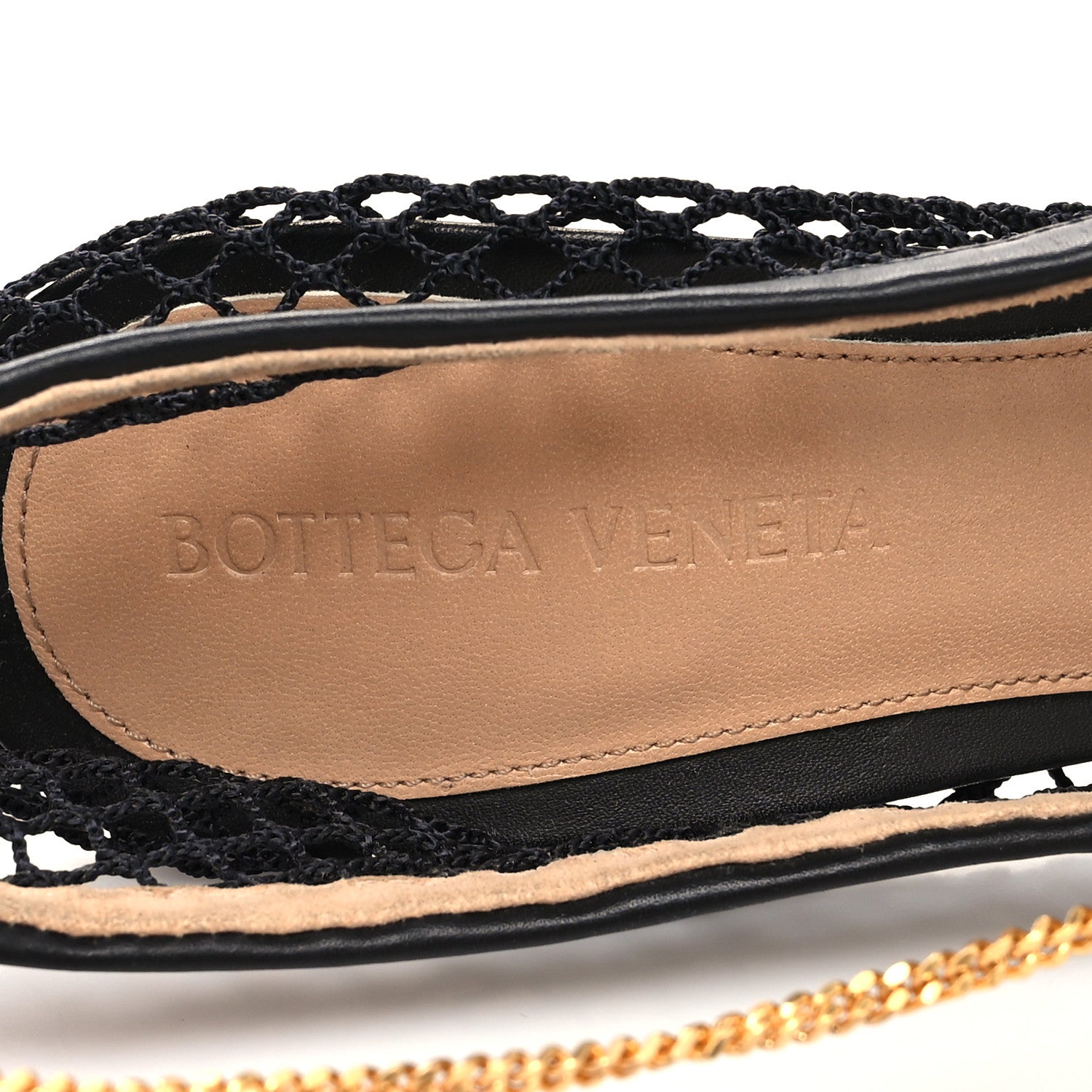 Bottega Veneta Mesh Calfskin Stretch Chain Strap 90mm Pumps 36.5 Black 7 of 7