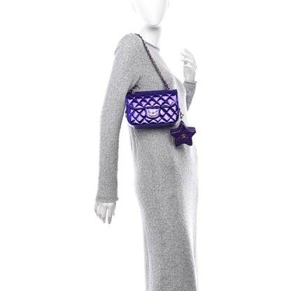 Chanel Mirror Calfskin Metallic Calfskin Quilted Hollywood Boulevard Mini Flap With Star Coin Purse Purple 2 of 12