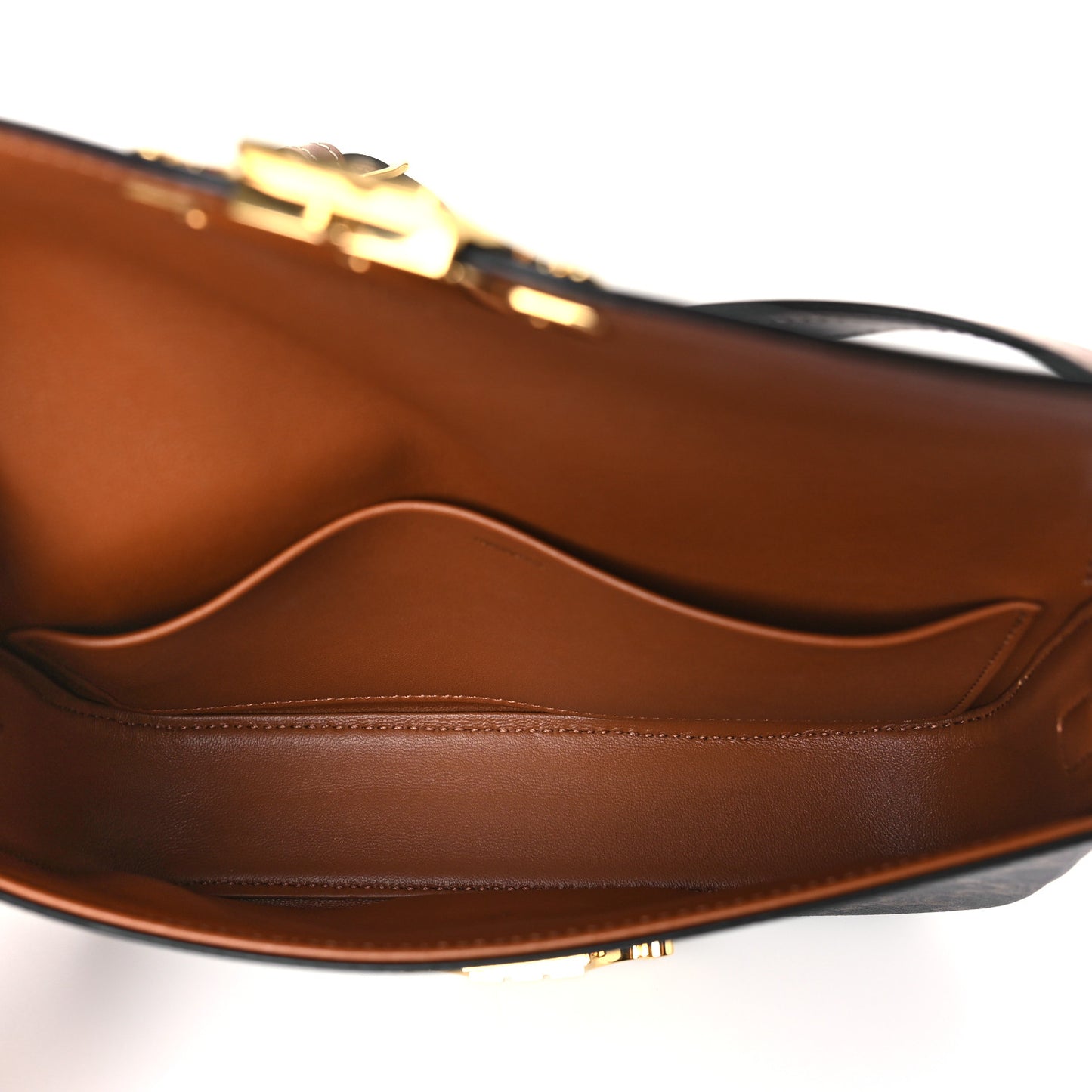 Canvas Calfskin Triomphe Shoulder Bag Tan