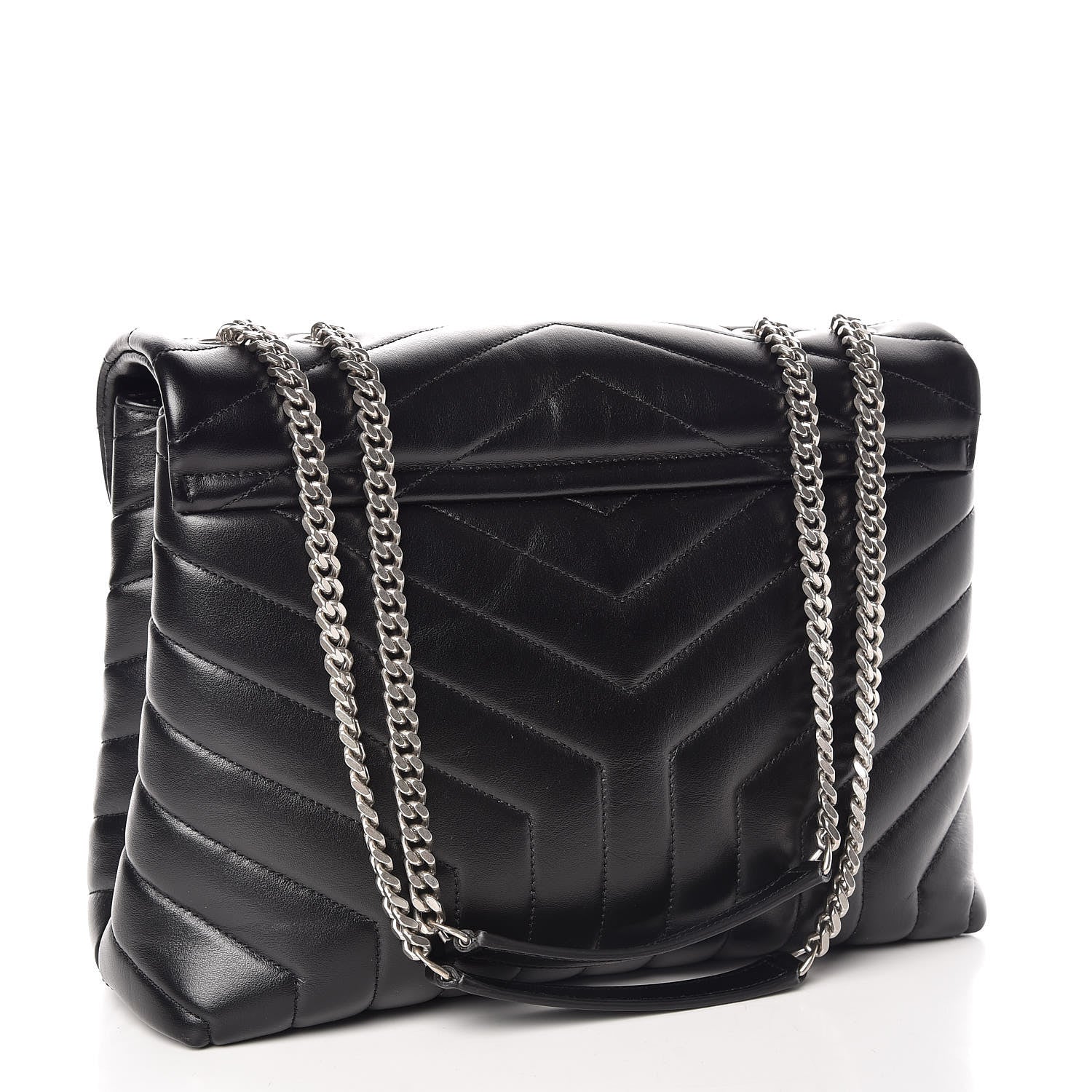 Saint Laurent Calfskin Y Quilted Monogram Medium Loulou Chain Satchel Black 4 of 12