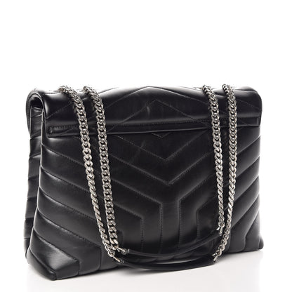Saint Laurent Calfskin Y Quilted Monogram Medium Loulou Chain Satchel Black 4 of 12
