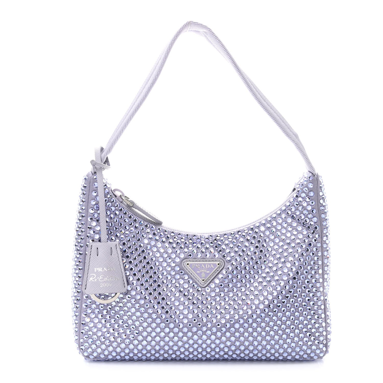 Prada Satin Crystal Mini Re-Edition 2000 Bag Glicine 1 of 9