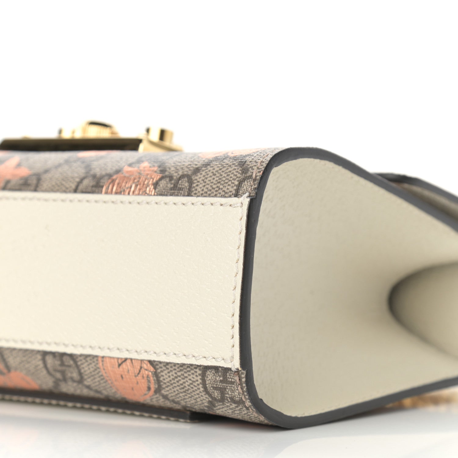 Gucci GG Supreme Monogram Berry Textured Dollar Calfskin Small Padlock Shoulder Bag Beige Ebony Light Copper Mystic White 9 of 9