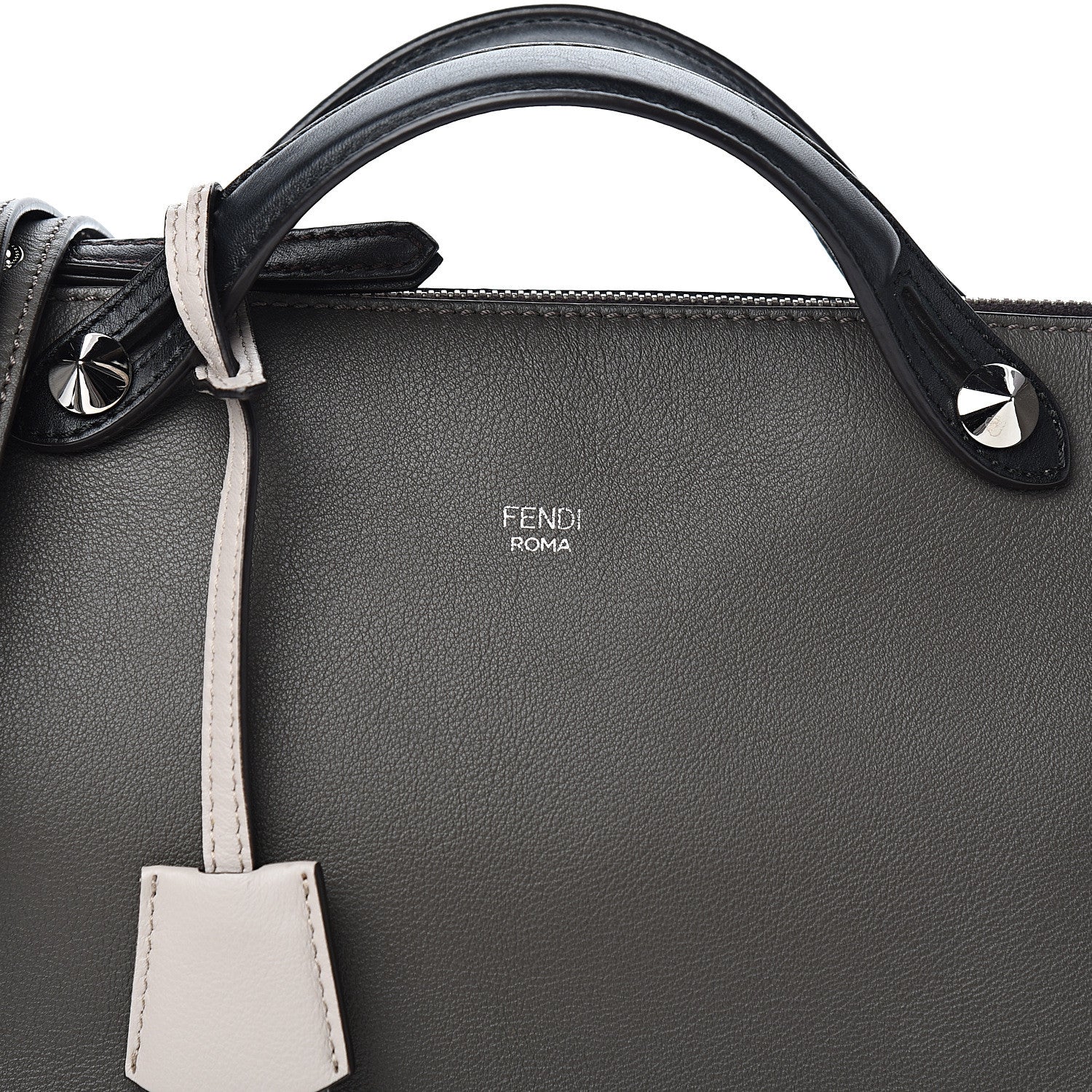 Fendi Vitello Dolce 4 Color Large By The Way Boston Bag Carbone Grigio Polvere Multicolor 13 of 13