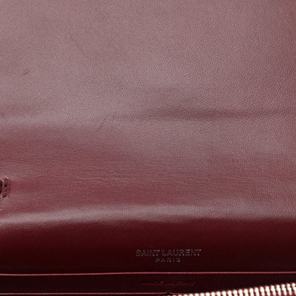 Saint Laurent Velvet Crystal Monogram Kate Tassel Shoulder Bag Burgundy 10 of 10
