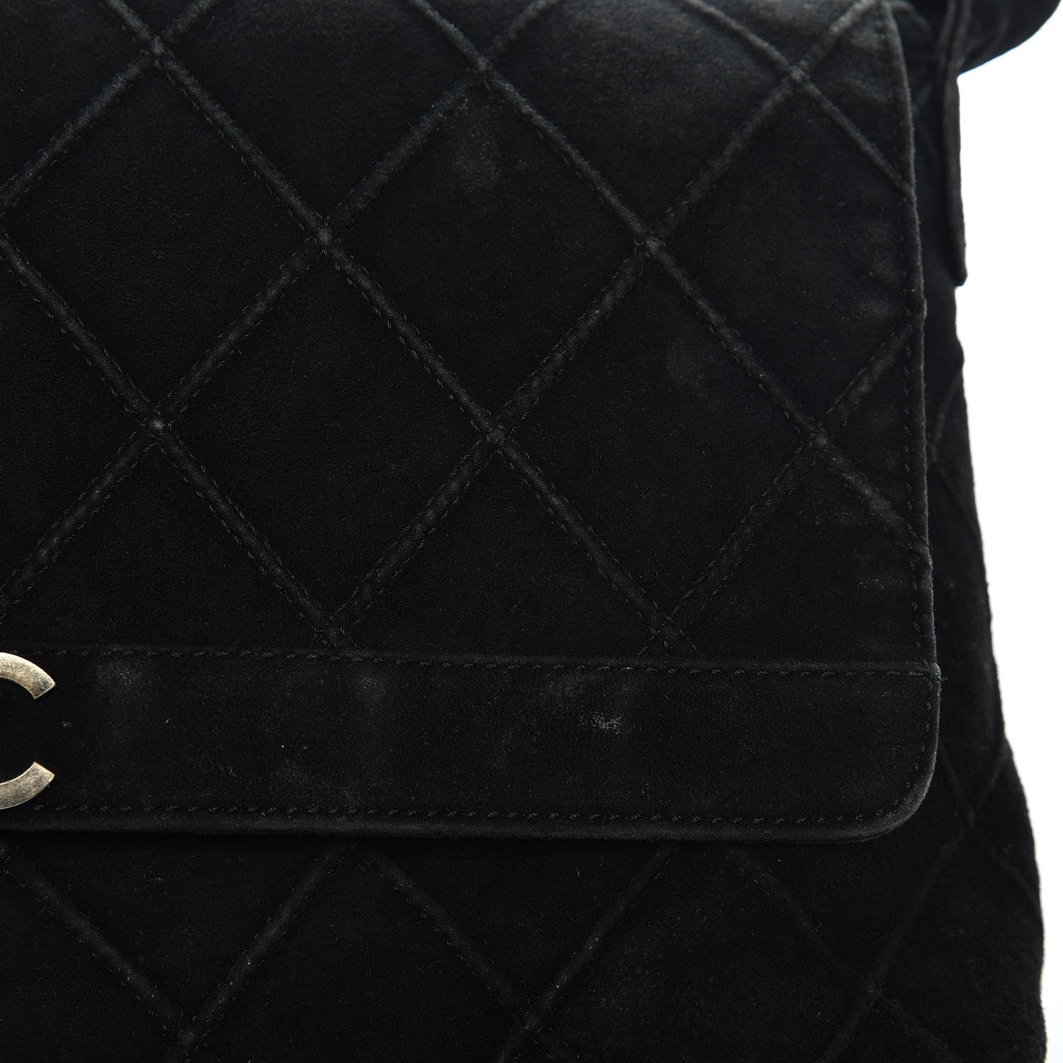 Chanel Suede Quilted Flap Shoulder Bag Black 10 of 11