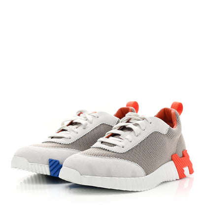 Hermes Air Mesh Suede Goatskin Mens Bouncing Sneakers 43.5 Multicolor Beige 3 of 9
