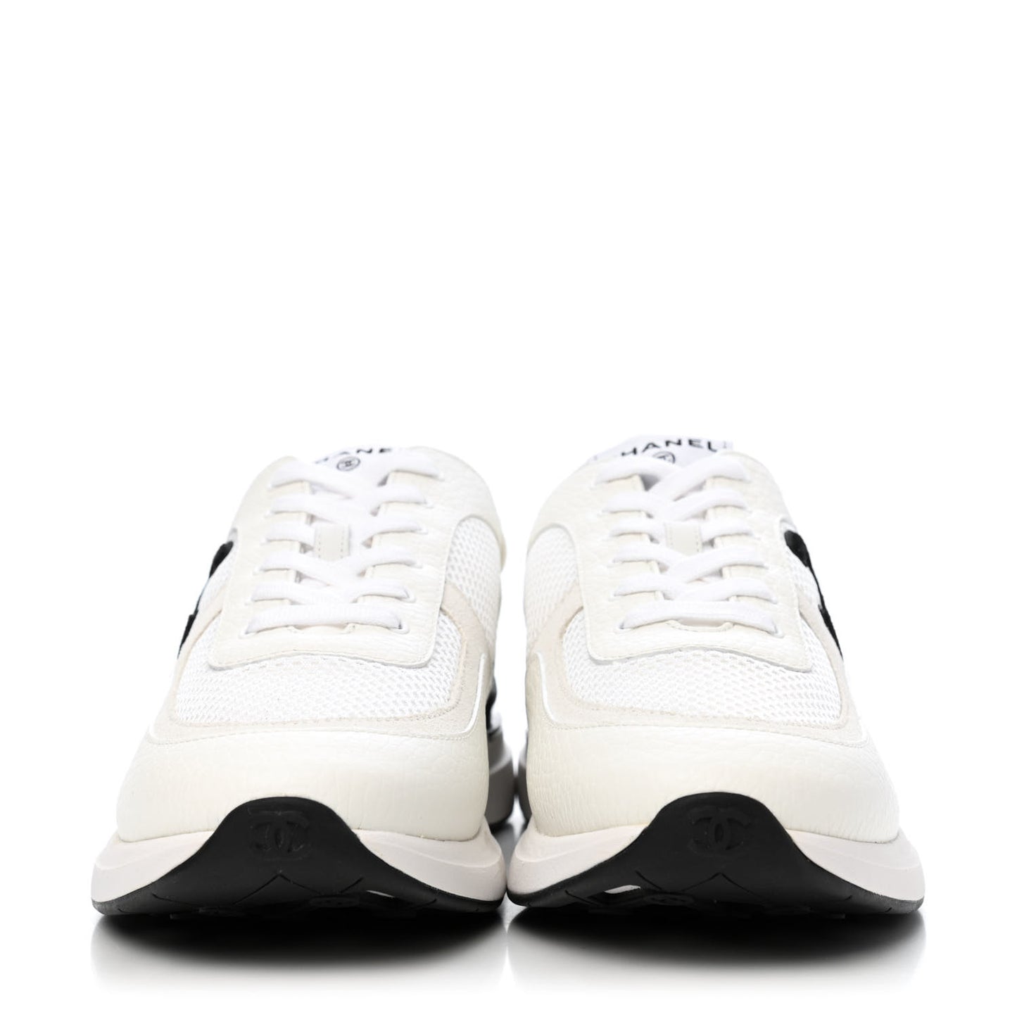 Calfskin Mesh Suede CC Sneakers 43 White Black