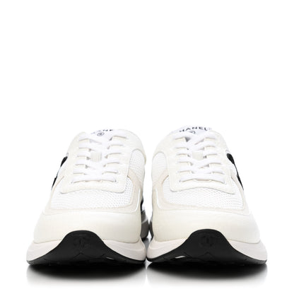 Chanel Calfskin Mesh Suede CC Sneakers 43 White Black 2 of 4
