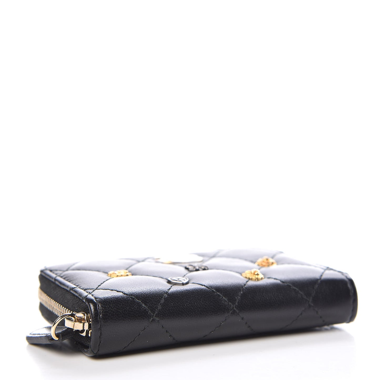Lambskin Lucky Charms Zip Coin Purse Black
