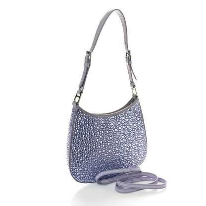 Prada Satin Crystal Cleo Adjustable Strap Shoulder Bag Glicine 3 of 9