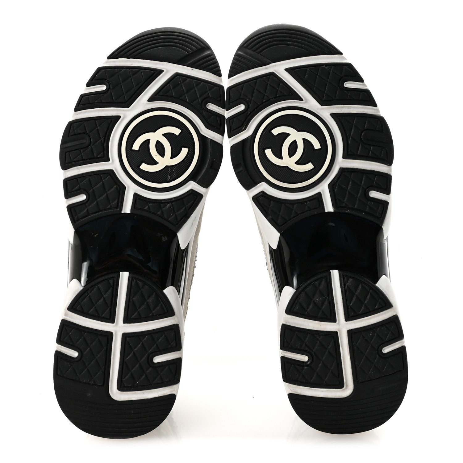 Chanel Tweed Suede Calfskin Womens CC Sneakers 36.5 Dark Blue Black Grey White 6 of 10