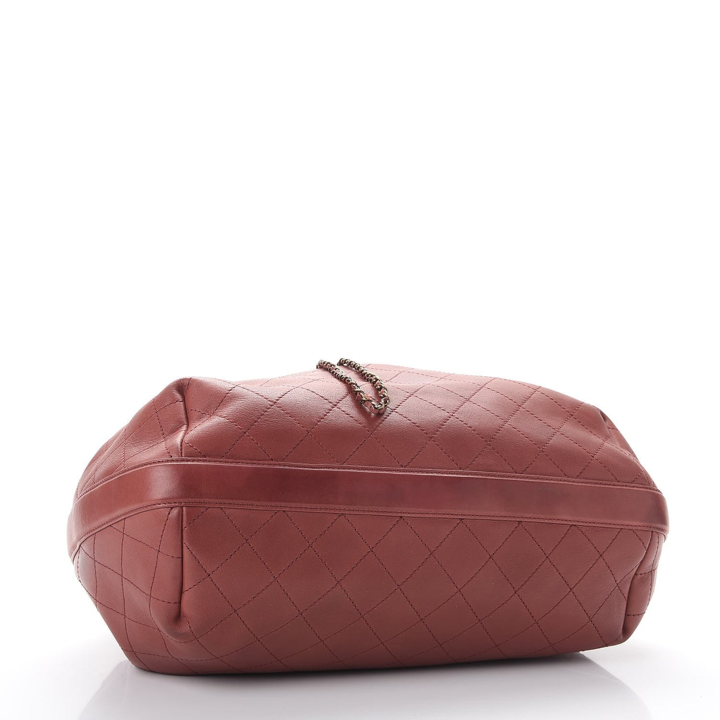 Calfskin Stitched Large Drawstring CC Bag Burgundy